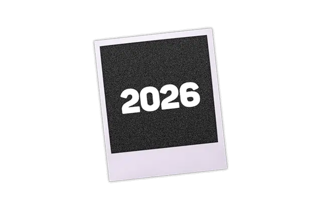 Rótulo con el año 2026